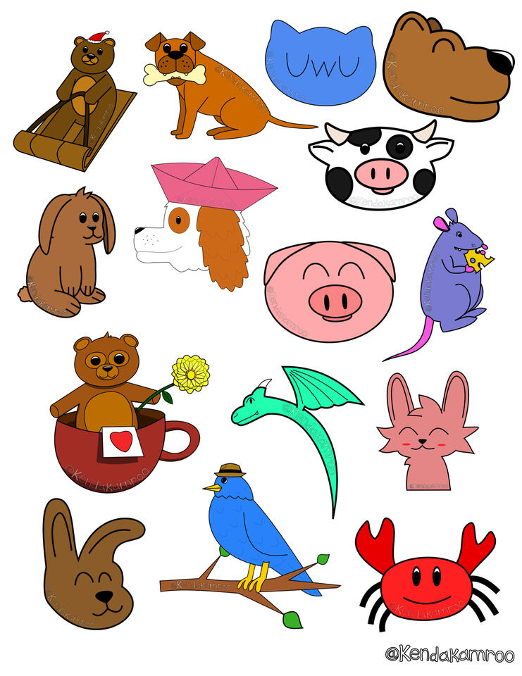 Cute Animals Sticker Series