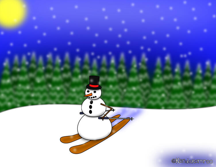 skiing snowman